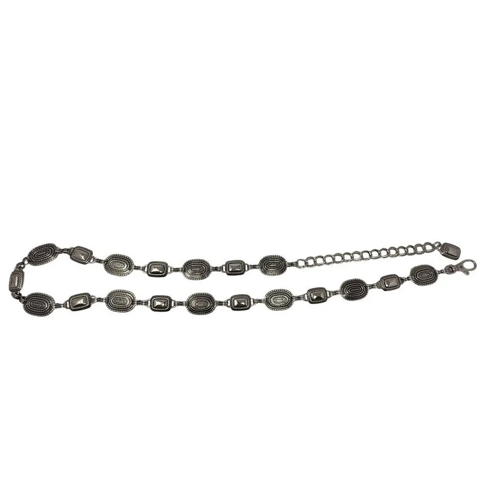 Vintage Style Silver Toned Oval Link Chain Statement Belt Maximalist O/S